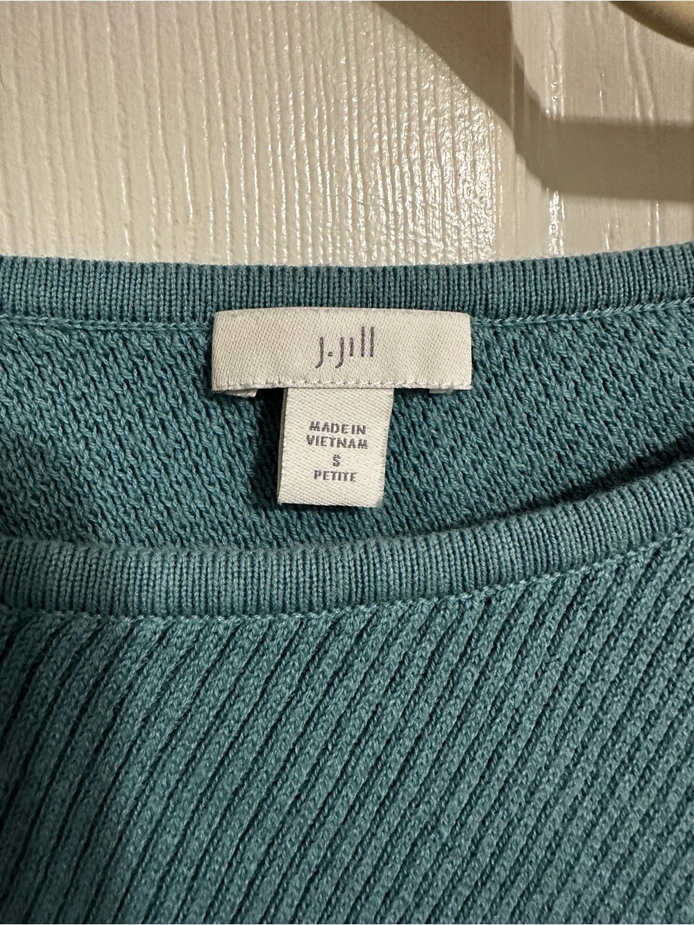 J. Jill Petite Ribbed Crewneck Sweater in Soft Teal Blue